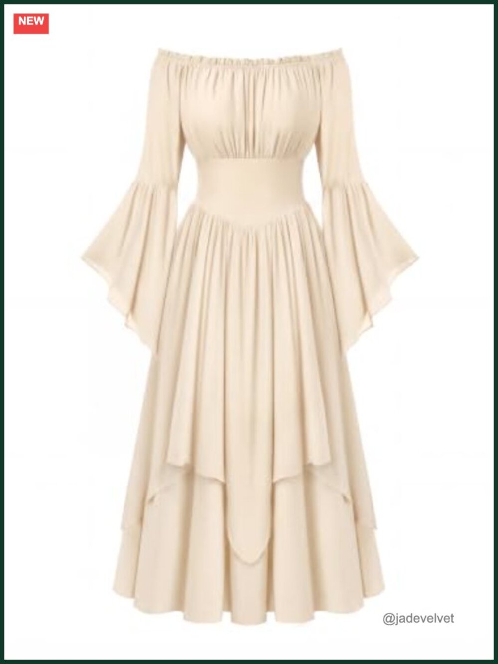 Renaissance Medieval Bell Sleeve Maxi Dress Off Shoulder Corset Costume
